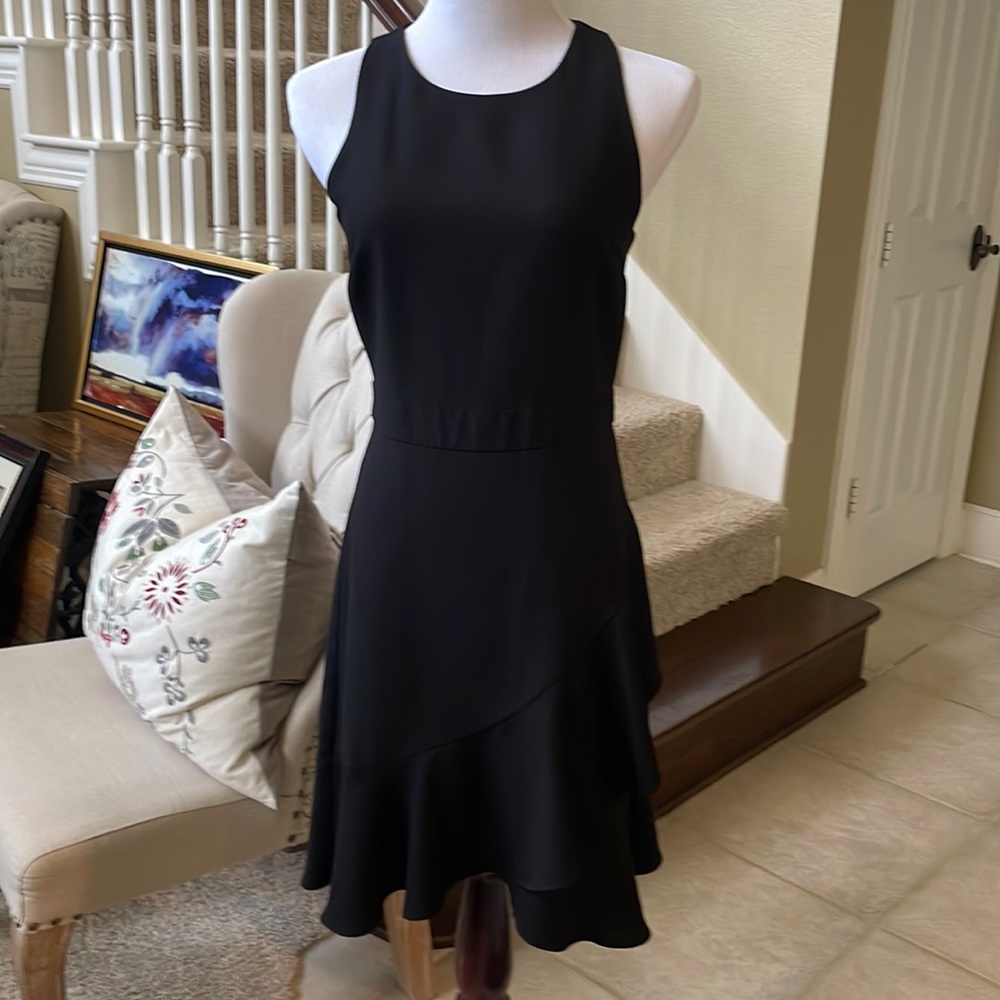 Banana Republic sleeveless black dress with flare skirt